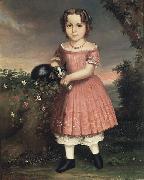unknow artist Portrait of a Child Holding a Cat oil painting reproduction